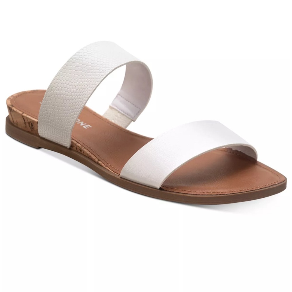 Sun + stone white slide sandal